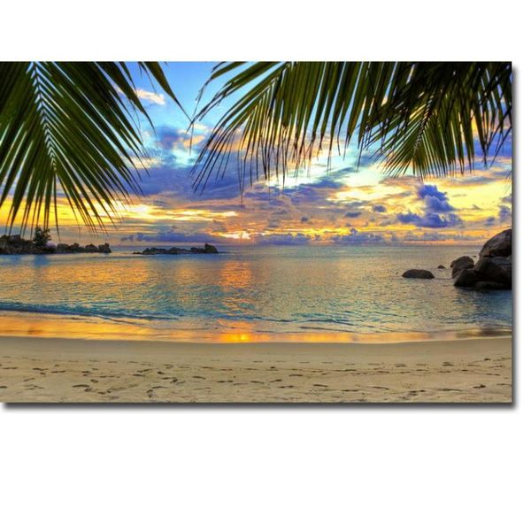 

nicoleshenting sunset - hawaii beach ocean sea waves art silk poster print 13x20 24x36inch pictures living room coconut tree 008