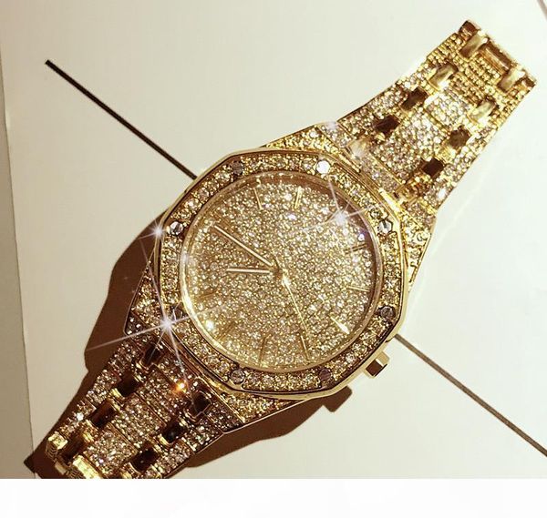 

exquisite luxury mens watch fashion iced out trend waterproof quartz watch starry full diamond fashion watch, Slivery;brown