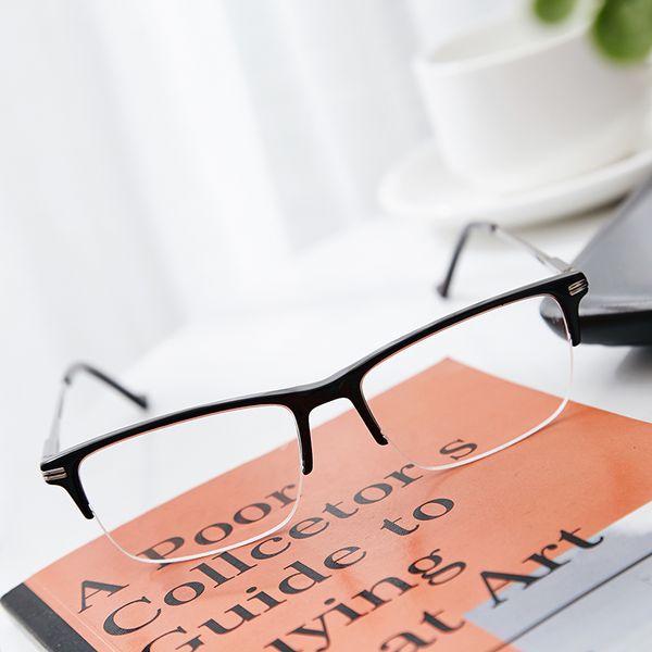 

оптические мужчины очки кадров мода марка дизайнер полурамка компьютер близорукость transparent предписание очки рамки для мужчин, Black