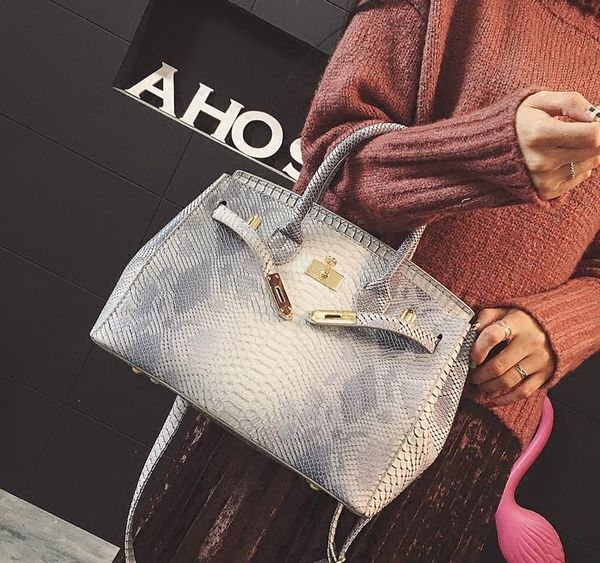 

handbag women bag printed snake crocodile skin jelly bag tote python purse female crossbody shoulder002