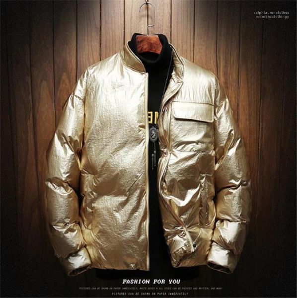 

with zipper glossy winter mens jackets thick long sleeve stand collar mens coats fashion loose male outerwear, Black;brown