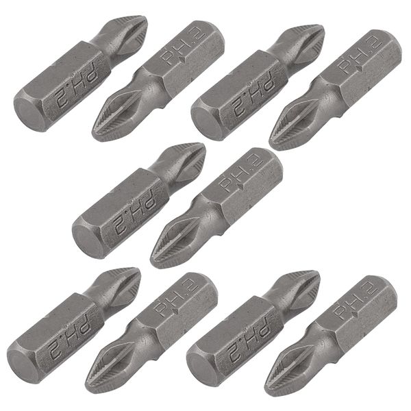 

10 pieces 25mm long s2 steel magnetic ph2 screwdrivers driver bits gray