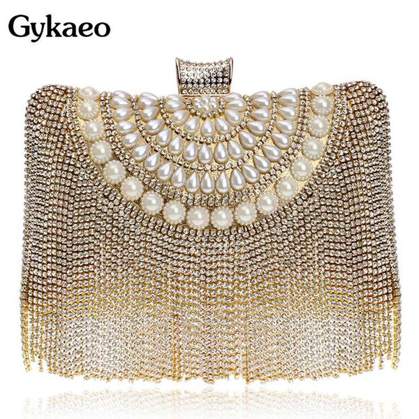 

gykaeo ladies fashion tassel evening clutch bag bridal dinner mini clutch purses women diamonds chains shoulder bags sac a main