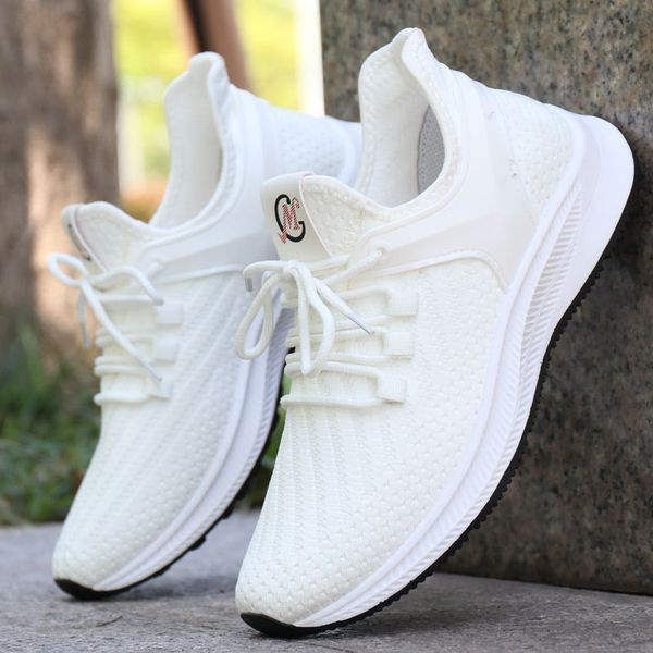 

men's breathable mesh shoes summer deodorant casual shoes for men's white sneakers trend man flat walking tenis feminino, Black