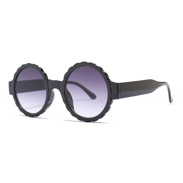 

2020 vintage small round women sunglasses brand designer fashion eyewear uv400 mirror lens flower design summer sun glasses, White;black