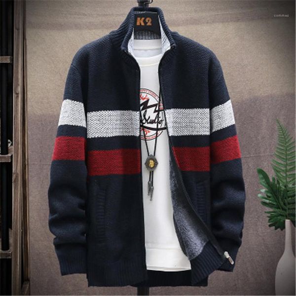 

trend pocket zipper stand collar long sleeve slim outerwear designer male warm clothing man colorblock cardigan coats jackets fashion, Black;brown