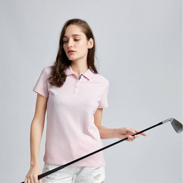 

polo shirt basic pure color summer pink cotton for women, White