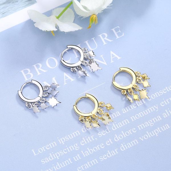 

2020 new design star tassel hoop earrings for for lady party jewelry clothing accessories wholesale s-e1054, Golden;silver