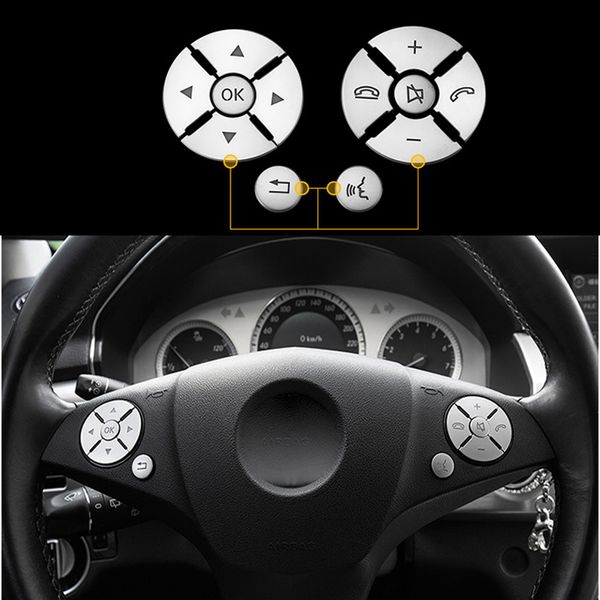 Interior do carro volante botão interruptor guarnição capa adesivo para mercedes benz c e s classe w204 w212 w221 glk x204 c200 c250 acessórios