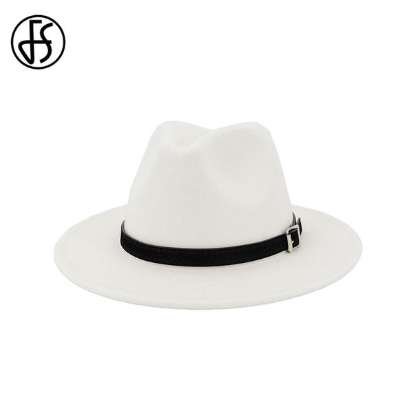 

fs white fedora hat for women felt hat with belt buckle vintage wool wide brim jazz cap new fashion men panama 17 colors, Blue;gray