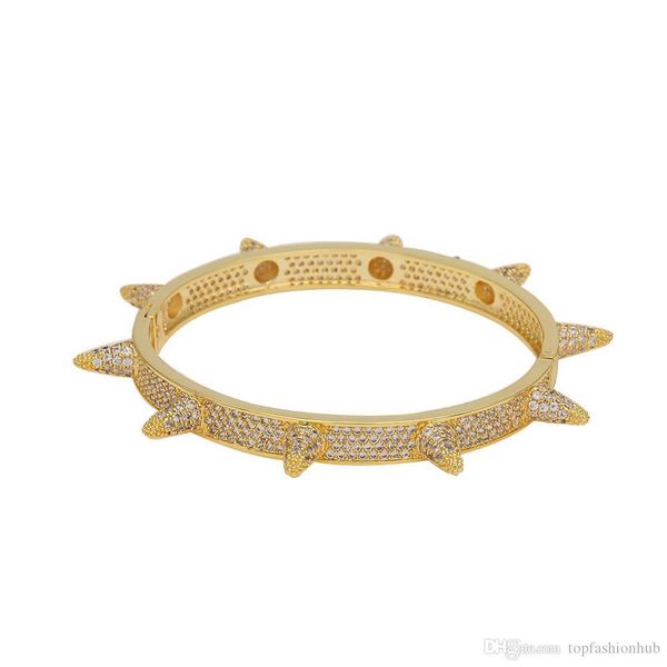 

European and American punk wind zircon rivet Bracelet hip-hop full zirconium men's Bracelet Hip hop trend is cool.