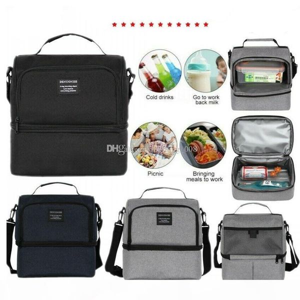 

multifunction double bento bag waterproof leakproof insulated fresh cooler food lunch shoulder bags storage tote picnic ice pack handbag