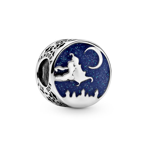 

authentic ale 925 sterling silver aladdin and princess jasmine magic carpet moon charms beads fit pandora bracelets for diy jewelry making, Black