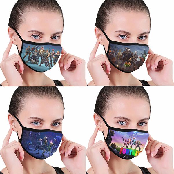 

fortnite pattern full-width printed dust mask with black border, comfortable to wash and reuse, easy to wear and ing