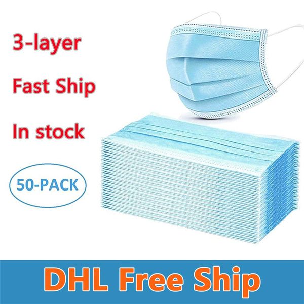 

DHL Free Shipping Disposable Mask 3-Layer Face Mask Protection and Personal Health Mask with Earloop Mouth Face Sanitary Masks In Stock