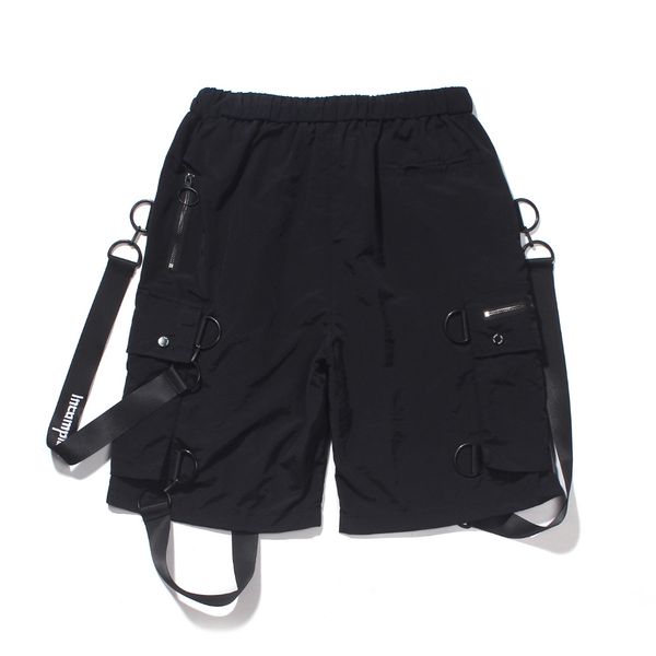 

european and american street tide casual shorts off drawstring stitching multi-pocket drawstring casual shorts beach pants, White;black