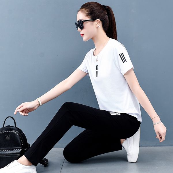 

sports fashion suit women's 2020 summer new fashion brand internet red foreign style casual temperament short sleeve trousers foreign s, Gray