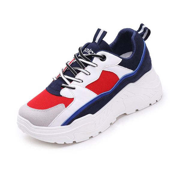 

cool thick bottom chunky sneakers comfort women casual dad shoes ladies platform sneakers footwear chaussures femme, Black