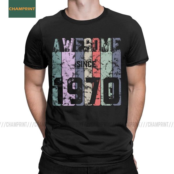 

men t-shirts awesome since 1970 unique cotton tee shirt short sleeve 50 years old 50th birthday gift t shirt clothes plus size
