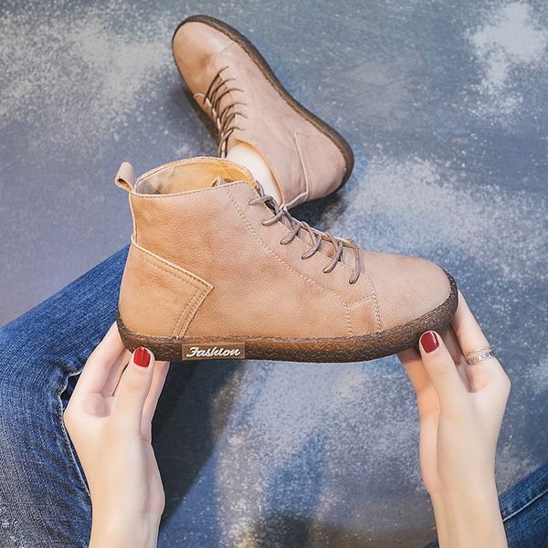 

ms. soft bottom shoes 2020 autumn and winter flat literary shoes mori girl line vintage high-header level leather sho, Black