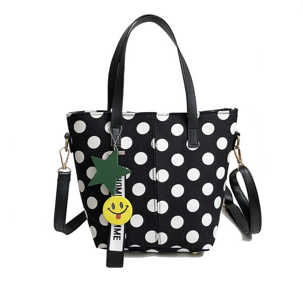 

new canvas wave point Mummy portable shoulder Messenger three-use bag large capacity bucket handbag