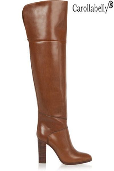

2020 new over the knee high boots women autumn winter thigh high boots round toe warm thick heels brown long big size, Black