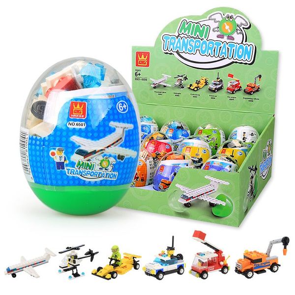 

capsule mini car transportation building blocks 6in1 technic aircraft engineer vehicle models bricks children kid diy toys 01