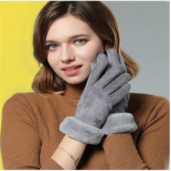

winter women faux suede warm gloves thickened velveteen gloves household cleaning, Blue;gray