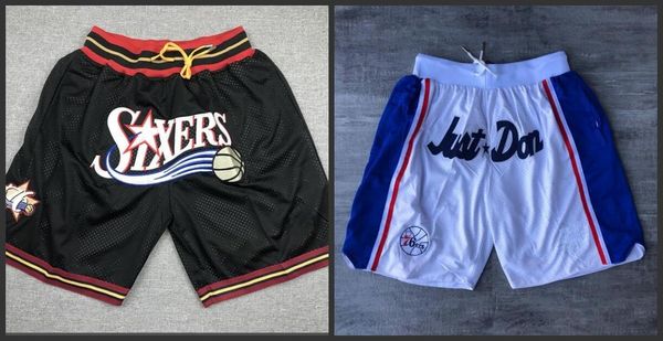 

philadelphia 76ers 1997-98 just don hardwood nba men basketball shorts, Black