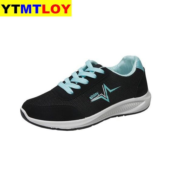

women sneakers 2020 autumn spring mesh casual shoes lace up running shoes female tennis sport leisure fashion, Black