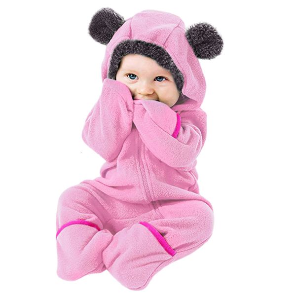 

winter infant rompers newborn baby boy girl knitted sweater hooded kid toddler zip clothes jumpsuit 1d11, Blue