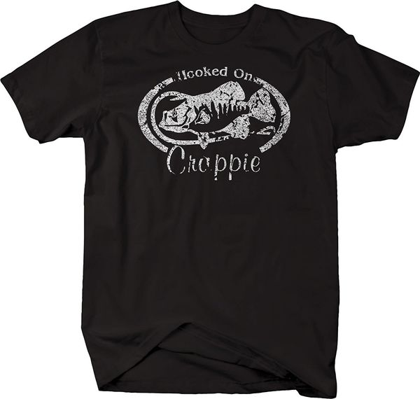 

2019 new fashion cotton t-shirt hooked on crappie fish hook t-shirt casual tee shirt
