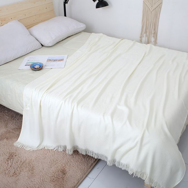 

blankets solid colors bamboo fiber gauze towel blanket tassel sofa bedding summer cover for single double air condition bedspread