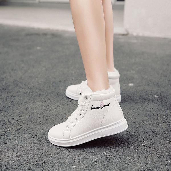 

2020 winter ankle boots women warm thick plush suede snow boots female pu leather sneaker fur shoes women botines mujer, Black