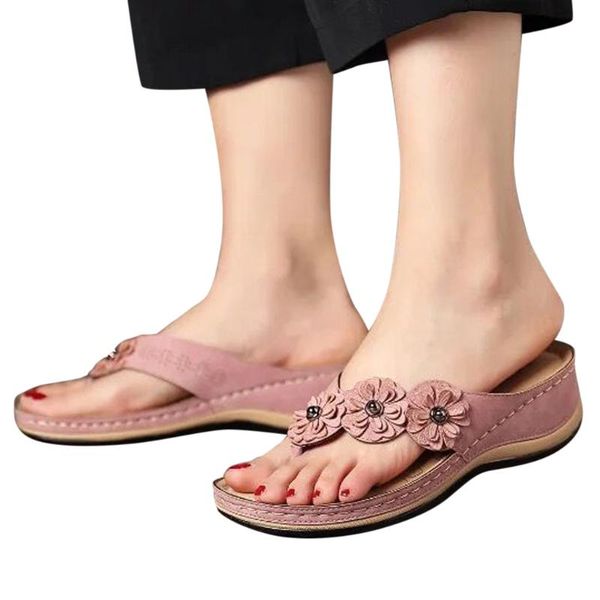 

sandals women's slippers womens flowers flat round head comfortable casual flip-flops casual shoes womens flip flops 2020#3, Black