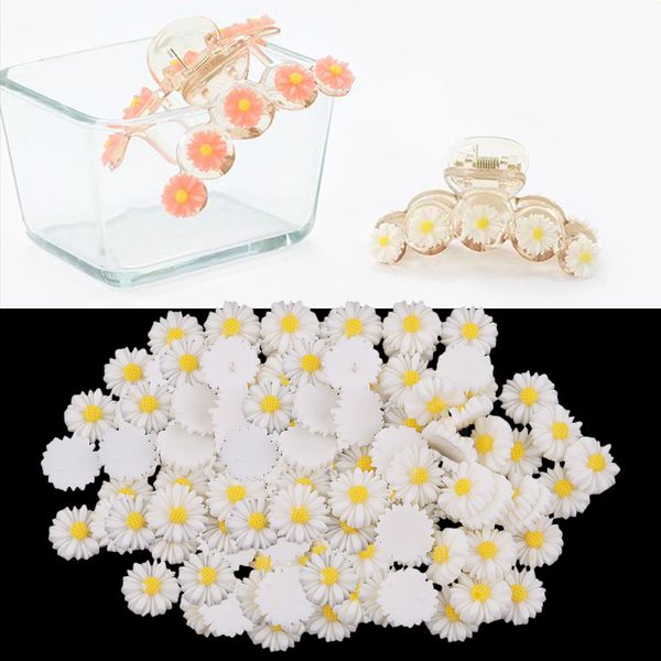 

150pieces resin daisy flower flatback cabochon for diy hair bow center craft