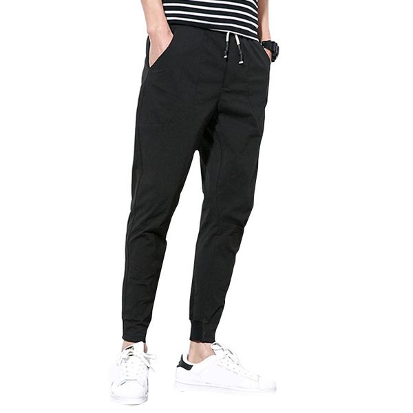 

men's pants 2021 arrival summer casual men slim fit thin section drawstring black joggers fashion pencil 4xl 5xl trousers