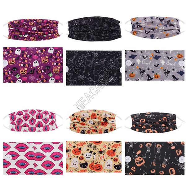 

mask headband two-piece set halloween print fitness yoga turban face masks headband button anti ear protective adults gym sports d82704, Slivery;white