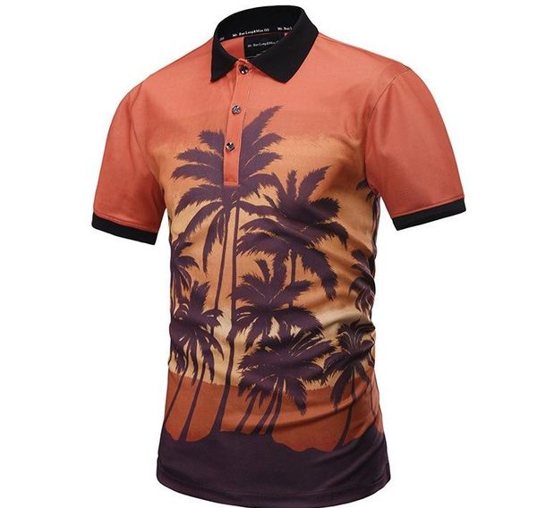 

2020 mens womens polo t shirt fashion men polos casual mens polo casual print summer short sleeves coconut forest scenery polo, White;black