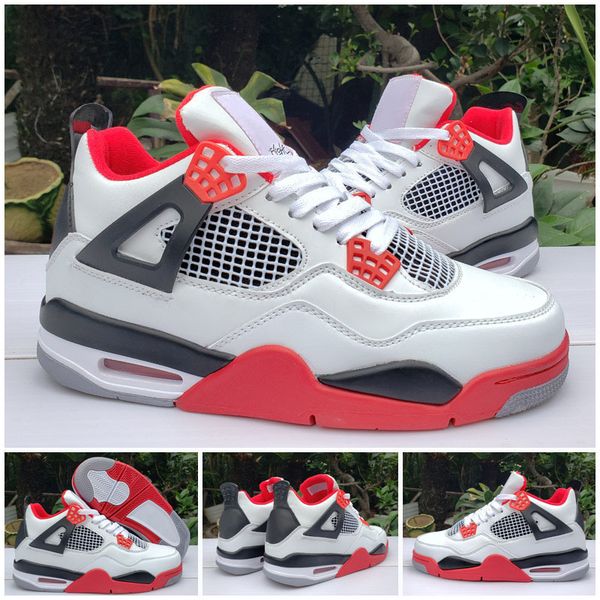 

4 4s jumpman kids basketball shoes ovo splatter metallic red green bred black cat outdoor mens sneakers