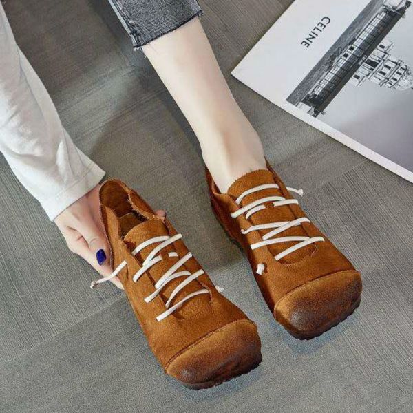 

loafers women leather low heels shoes autumn yellow flats for women soft genuine leather ballat flats slip on lazy shoes, Black