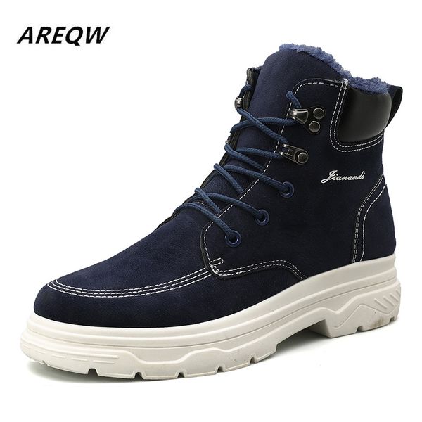 

2020 suede warm and comfortable winter new boots solid color high plus plush plush men's ankle boots, Black