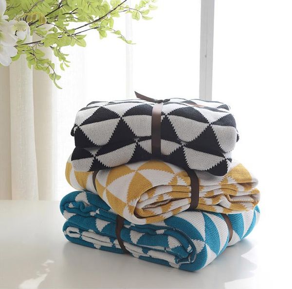 

knitted cotton blanket nordic wind spring and summer geometric pattern blanket car airplane sofa throw gift dropshipping