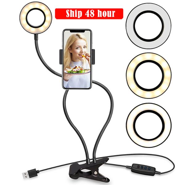 

flash heads selfie lamp led ring light for youtube live stream makeup adjustable phone ringlight android mobile with holder