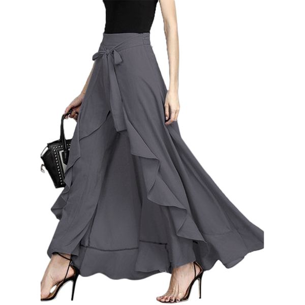 

fashion spring autumn high waist pants fashion ruffled skirt pants women's casual boot cut pants trousers for women, Black;white