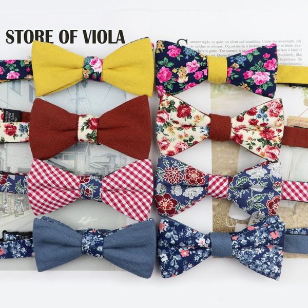

neck ties theme of city&countryside double-side self bowtie knot nice cotton floral solid men butterfly luxury gift party daily accessory, Blue;purple