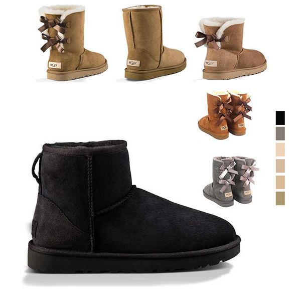 

winter snow women boots triple grey pinks red black chestnut classical booties two bow boots women booties shoes size 36-41