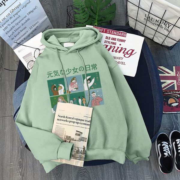 

девушка ины ulzzang gentle весело япония балахон harajuku streetwear повседневный tops winter warm cute kawaii cartoon печати женщины толсто, Black