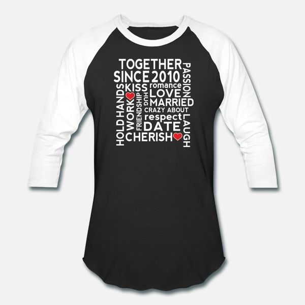 

2010 wedding anniversary t shirt men personalized tee shirt o-neck basic solid fitness building spring autumn vintage shirt