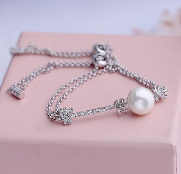 

zircon super flash bracelet korean celebrity temperament pearl rope adjustable bracelet, Black